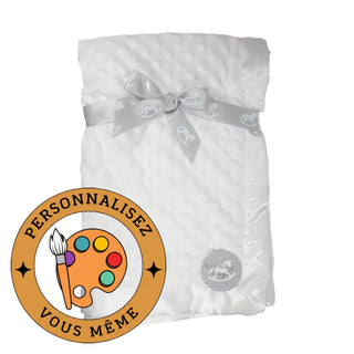 🛌 Couverture bébé double-face personnalisée | Blanc | 75x75 | Kati Corner