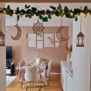 Hanging Lunar Decorations Set | Birch wood