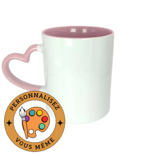 Mug blanc anse cœur | Rose |  Kati Corner.