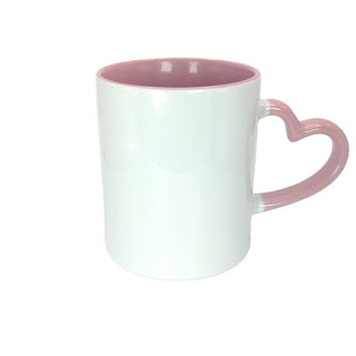 Mug blanc anse cœur | Rose |  Kati Corner.