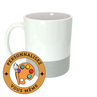 Mug blanc base colorée | Argent pailleté |  Kati Corner.