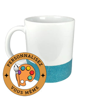 Mug blanc base colorée | Bleu pailleté