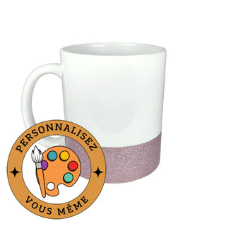 Mug blanc base colorée | Rose pailleté