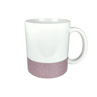 Mug blanc base colorée | Rose pailleté