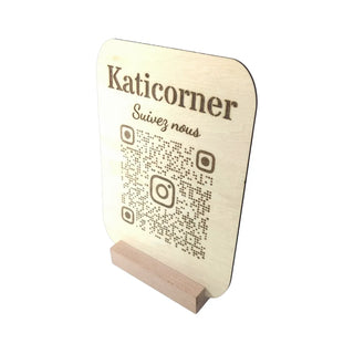 Présentoir en bois | Bois de tilleul | QR code simple |  Kati Corner.